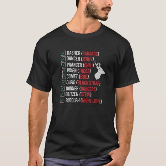 Weihnachts-Hirschjäger Weihnachten-Rentierfleisch T-Shirt (Vorderseite)