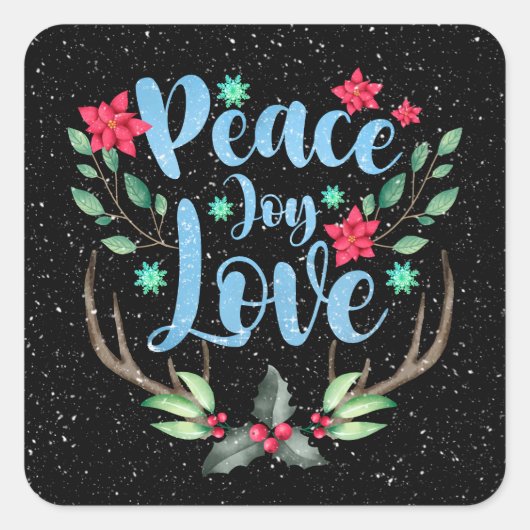 Weihnachts-Hirschliebling in Schneeflocken Quadratischer Aufkleber (Vorderseite)