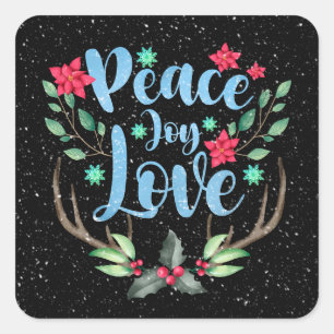 Weihnachts-Hirschliebling in Schneeflocken Quadratischer Aufkleber