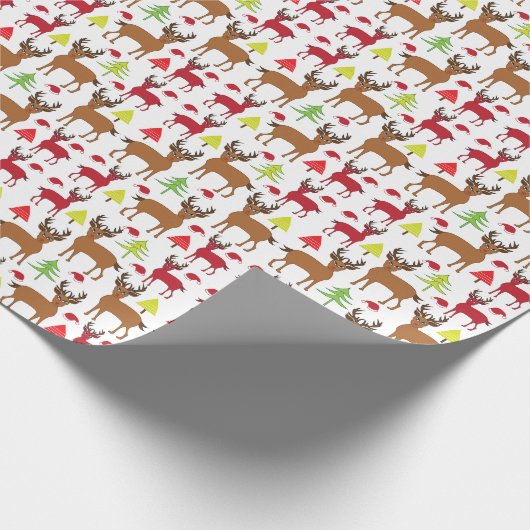 Weihnachts-Hirschmuster Geschenkpapier (Ecke)