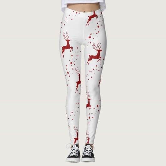 Weihnachts-Hirschmuster Leggings (Vorderseite)