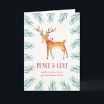 Weihnachts-Hirschurlaub-Grußkarte Feiertagskarte<br><div class="desc">Diese stilvolle,  personalisierte Urlaubskarte verfügt über ein handgemaltes Aquarell mit Kiefernrahmen.</div>