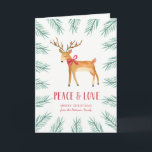 Weihnachts-Hirschurlaub-Grußkarte Feiertagskarte<br><div class="desc">Diese stilvolle,  personalisierte Urlaubskarte verfügt über ein handgemaltes Aquarell mit Kiefernrahmen.</div>