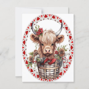 Weihnachts-Hochland-Kuh Bubblegum 2025 Postkarte