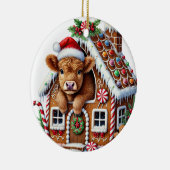 Weihnachts-Hochland-Kuh-Ornament Keramik Ornament (Rechts)
