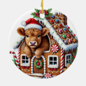 Weihnachts-Hochland-Kuh-Ornament Keramik Ornament (Hinten)