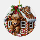 Weihnachts-Hochland-Kuh-Ornament Keramik Ornament (Hinten)