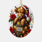 Weihnachts-Hochland-Kuh-Ornament Keramik Ornament (Rechts)