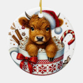 Weihnachts-Hochland-Kuh-Ornament Keramik Ornament (Hinten)