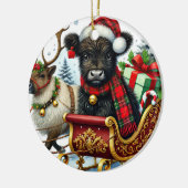 Weihnachts-Hochland-Kuh-Ornament Keramik Ornament (Links)