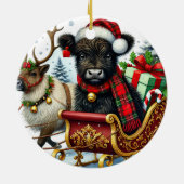 Weihnachts-Hochland-Kuh-Ornament Keramik Ornament (Hinten)