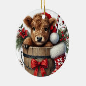 Weihnachts-Hochland-Kuh-Ornament Keramik Ornament (Rechts)