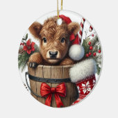 Weihnachts-Hochland-Kuh-Ornament Keramik Ornament (Links)