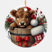 Weihnachts-Hochland-Kuh-Ornament Keramik Ornament (Hinten)