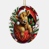Weihnachts-Hochland-Kuh-Ornament Keramik Ornament (Rechts)