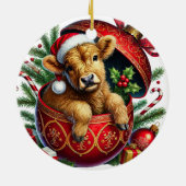 Weihnachts-Hochland-Kuh-Ornament Keramik Ornament (Hinten)