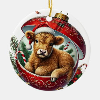 Weihnachts-Hochland-Kuh-Ornament Keramik Ornament