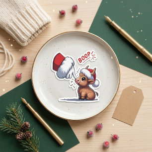 Weihnachts-Hochlandkuh Boop Süßer Santa-Feiertag Quadratischer Aufkleber
