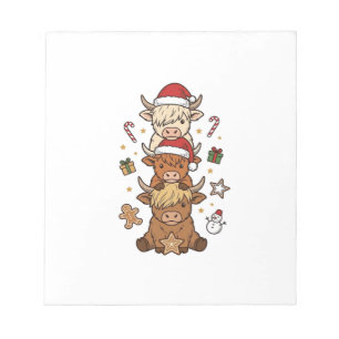 Weihnachts-Hochlandkuh-Stapel Vintage-Stich Des Notizblock