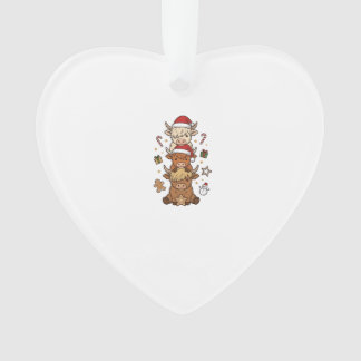 Weihnachts-Hochlandkuh-Stapel Vintage-Stich Des Ornament