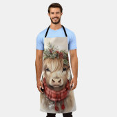 Weihnachts-Hochlandkuh - Überdrucke Schürze (Getragen)