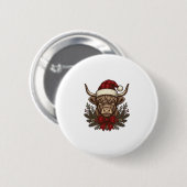 Weihnachts-Hochlandkuh Vintage-Stich-Design_1 Button (Vorne & Hinten)