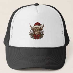 Weihnachts-Hochlandkuh Vintage-Stich-Design_1 Truckerkappe