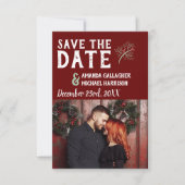 Weihnachts-Hochzeit Burgundy Sage Winter Pine Foto Save The Date (Vorderseite)