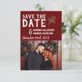 Weihnachts-Hochzeit Burgundy Sage Winter Pine Foto Save The Date (Stehend Vorderseite)