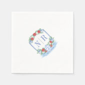 Weihnachts Hochzeit Chinoiserie Paare Monogramm Serviette (Vorderseite)