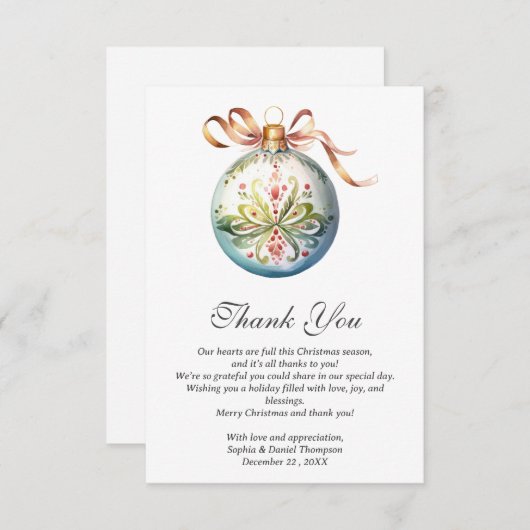 Weihnachts-Hochzeit Dankeschön-Karte Dankeskarte (Vorne/Hinten)