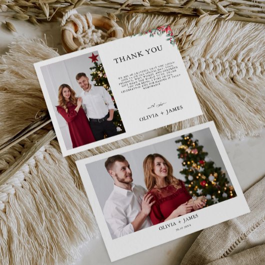 Weihnachts-Hochzeit Dankeschön-Karte Einladung