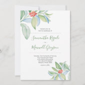 Weihnachts Hochzeit Einladung Wasserfarbengrün (Vorderseite)