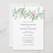 Weihnachts Hochzeit Einladung Wasserfarbengrün (Vorderseite)