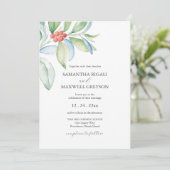 Weihnachts Hochzeit Einladung Wasserfarbengrün (Stehend Vorderseite)