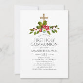 Weihnachts-Hochzeit Floral Erste Heilige Kommune Einladung (Vorderseite)