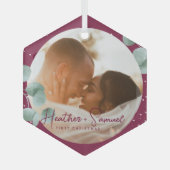 Weihnachts Hochzeit Keepake Elegantes Skript Burgu Ornament Aus Glas (Vorderseite)