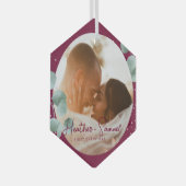 Weihnachts Hochzeit Keepake Elegantes Skript Burgu Ornament Aus Glas (Vorderseite Rechts)