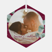 Weihnachts Hochzeit Keepake Elegantes Skript Burgu Ornament Aus Glas (Rückseite)