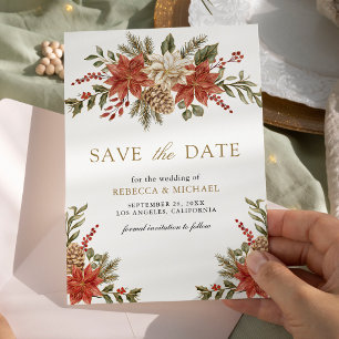 Weihnachts-Hochzeit mit dem Roten Gold-Foto Save The Date