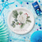 Weihnachts-Hochzeit mit Weißer Rose und Roten Bere Pappteller (Party)