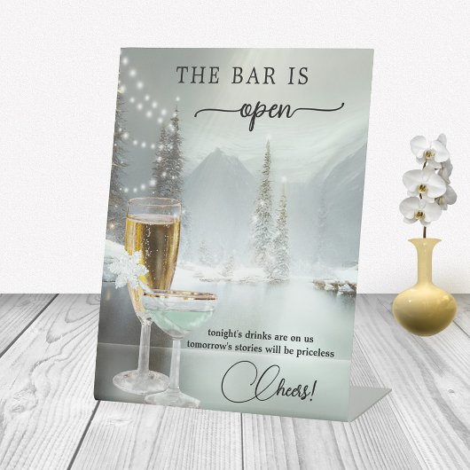 Weihnachts Hochzeit Open Bar Tabletop Unterschreib Sockelschild