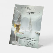 Weihnachts Hochzeit Open Bar Tabletop Unterschreib Sockelschild (Vorderseite)
