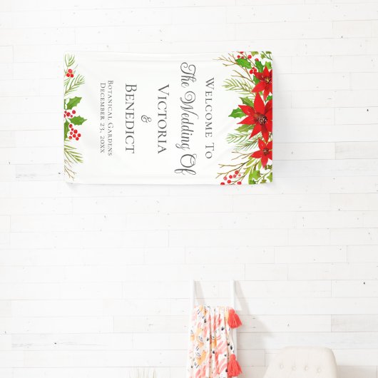 Weihnachts-Hochzeit Poinsettia Personalisiert Banner (InSitu)