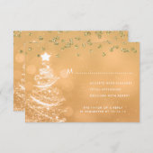 Weihnachts Hochzeit RSVP Sparkle Tree Gold (Vorne/Hinten)