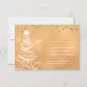 Weihnachts Hochzeit RSVP Sparkle Tree Gold Karte (Vorderseite)
