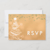 Weihnachts Hochzeit RSVP Sparkle Tree Gold Karte (Rückseite)