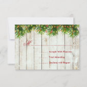 Weihnachts Hochzeit RSVP Tree, Lights & Red Ribbon (Vorderseite)