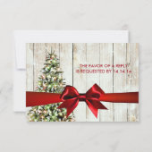 Weihnachts Hochzeit RSVP Tree, Lights & Red Ribbon (Rückseite)