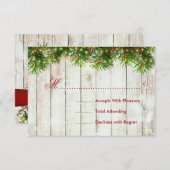 Weihnachts Hochzeit RSVP Tree, Lights & Red Ribbon (Vorne/Hinten)